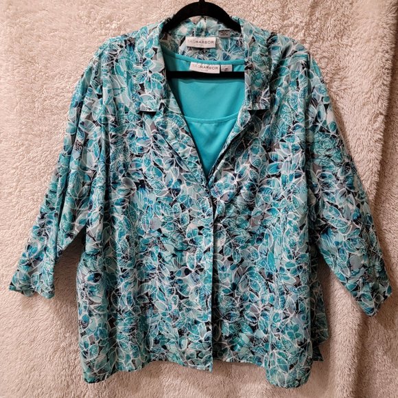 Teal Cami with Leafy Blouse - Picture 1 of 4